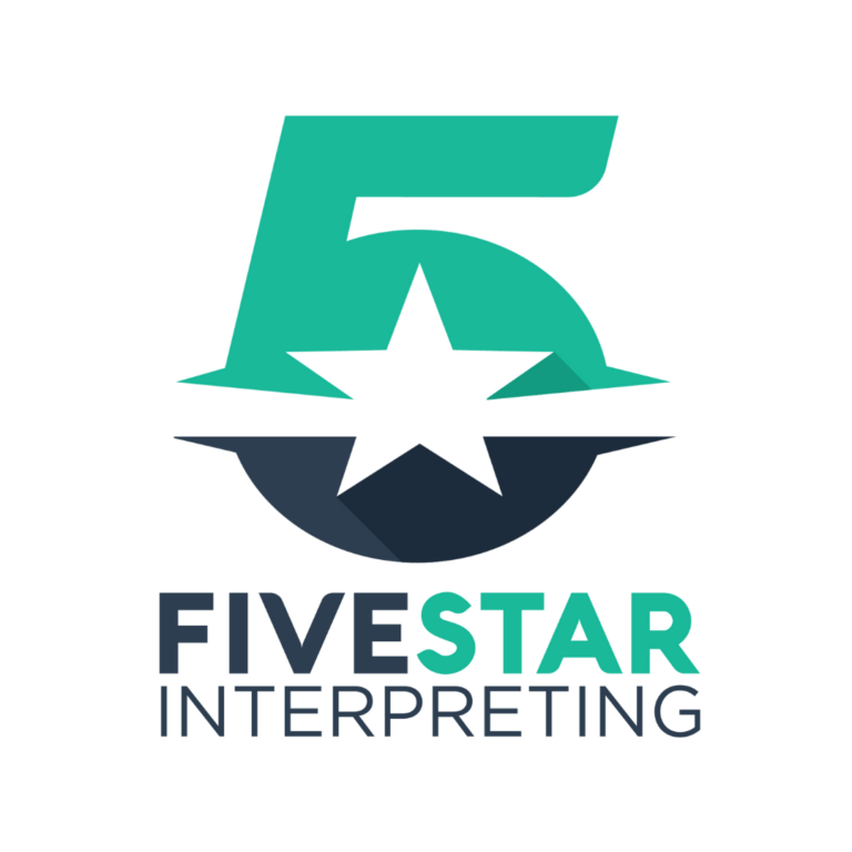 5 Star Interpreting logo: the number 5 has a star in the middle of it.